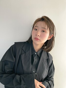 シェル 津山の手店(shel) 大人可愛いストレートヘア肩ライン耳掛けモカブラウン