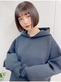 オリーブベージュ×ぱっつんショートボブダブルカラー×横浜