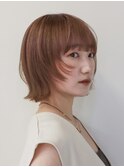 外はねくびれボブオレンジブラウンオレンジベージュ【自由が丘】