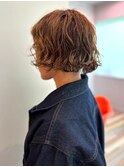 ニュアンスパーマ 顔周りレイヤー ボブ ベージュカラー 20代