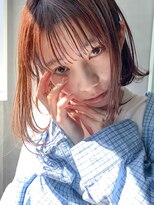 テトヘアー(teto hair) 切りっぱなしボブ、ピンクベージュ、シースルーバング