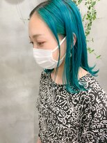 テトヘアー(teto hair)&nbsp;ミントグリーン、ターコイズカラー、ブリーチ２回