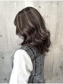 コントラストハイライト/ブリーチ/セミロング/ロング/30代/20代