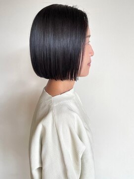 トップヘアーラウンジ 知立(TOP HAIR Lounge) 大人ボブでモードなスタイルに/アッシュブラック
