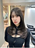 前髪あり韓国カール髪質改善姫カットセミディシアーカラー