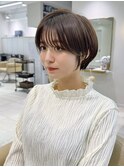 前髪あり耳掛け丸みくびれ大人ショートボブ20代30代40代50代*