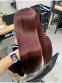 ブリーチなしダブルカラー×チェリーレッド×LAトリートメント