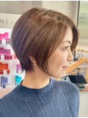 30代40代大人女性/前髪ありショートボブ/ショートヘア/髪質改善