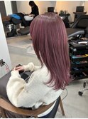 コーラルピンクフェイスレイヤーブリーチカラー