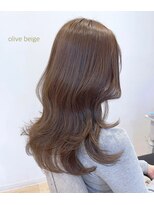 ビューティーサロン グレース(BeautySalon GRACE)&nbsp;フェイスラインレイヤー×ブリーチなしオリーブベージュ