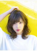 大人ガーリーゆるふわカールくびれヘア髪質改善流し前髪