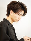 韓国風ナチュラルツイスパミディアムセンターパートコンマウルフ