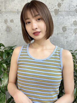 ハローバイシー 仙台(Hello by Sea) 切りっぱなしボブ×ブリーチなしピンクブラウン[仙台]