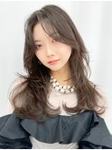 ロング顔周りレイヤー韓国ヘア美髪_F20022