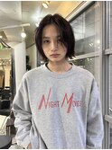 =メンズボブ/フェザーパーマ/MEN’S HAIR/ブルーブラック