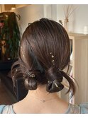 ヘアセット/ヘアアレンジ/結婚式/カチモリ/タイト/リボン