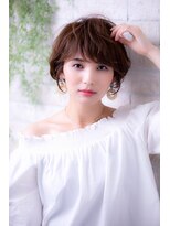 エルデ ナインズ ヘアー スタンド 川口店(elde 9's HAIR STAND)&nbsp;インナーグレージュorピンクベージュの厚めバングのマチルダボブ