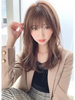 ロングのレイヤード（くすみブルーミニウルフデジタルパーマ