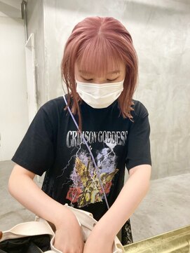 スー 渋谷(suu) ダブルカラーピンクベージュカラーケアブリーチインナーカラー