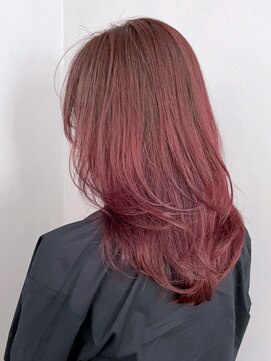 アイティーバイアルバム 下北沢店(IT by ALBUM) レッドレイヤー_グレージュカラーボブウルフ_ba402331