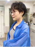 ショートパーマ/前髪分け