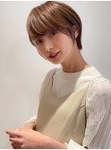 横顔美髪マッシュ切りっぱなしボブエアリーロングピンクブラウン