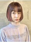インナーカラーボブ/インナーカラー/ダブルカラー/ケアブリーチ