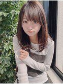 ミディアム/黒髪/小顔/アッシュ/グレージュアッシュ