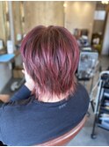 チェリーレッドボルドーピンクメンズダブルカラーケアブリーチ