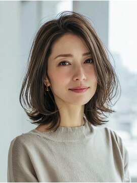 トリッカアヴェダ(tricca AVEDA) 白髪ぼかしハイライト/ミディアムレイヤー/透明感ブラウン