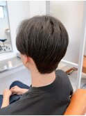 ナチュラルショート黒髪レイヤーマッシュ韓国ウルフカット本厚木
