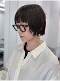 *20代30代切りっぱなしボブタッセルボブ顔周りレイヤーオリーブ