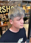 メンズショートブラックメッシュツーブロックマッシュ