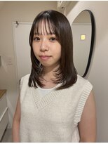 小顔前髪顔まわりレイヤー×グレージュカラー デザインカラー
