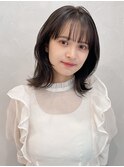 縮毛矯正 くびれヘア レイヤーカット アプリコットオレンジ