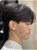メンズセンターパートウルフセンターパートニュアンスパーマ襟足