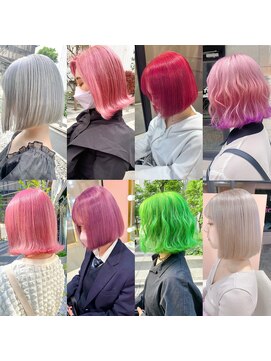 ボブ/ブリーチカラー/ピンクカラー/シルバー/グリーン/レッド