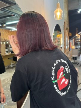 チャプター 問屋町(chapter) ワインレッド髪質改善トリートメント外はねボブケアカラー