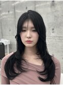 ミディアムレイヤーカット♪♪韓国ヘア グロスブラック