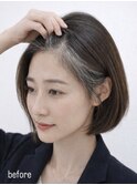 【顔周りの白髪集中ぼかし】フェイスフレーミング×肩上ボブ