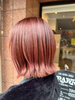 ロアー 葛西店(RAWR hair) 【RAWR艶やかなアプリコットピンク×外ハネ切りっぱなしボブ!