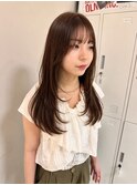 顔周りレイヤーカットブリーチなしダブルカラーベージュカラー