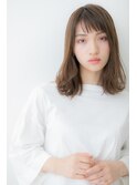 ショコラグレージュ斜めバングくせ毛風ミディY川口10代20代30代
