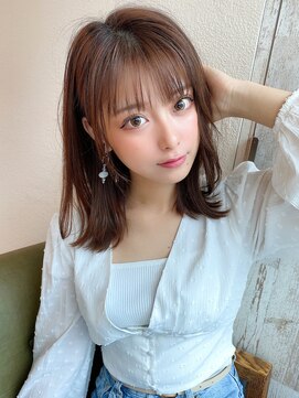 ラルユー 金山(LallYou) 大人かわいいくびれミディ/カーキグレージュ/透け感/韓国ヘア