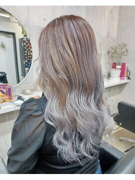 パープル(purple) グラデーションホワイトシルバー