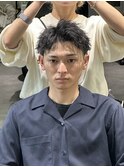 短髪アップバングパーマ