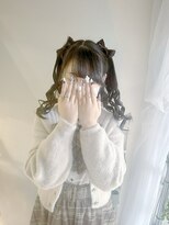 髪リボンハーフツイン
