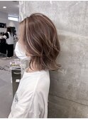 ハイライトカラーミルクティーベージュケアブリーチダブルカラー