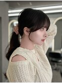 博多/福岡/韓国ヘア/前髪顔周りカット/レイヤー/暗めカラー