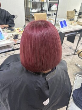 アジールヘア 所沢プロペ通り店(agir hair) ストロベリー ピンク美髪イメチェン外ハネボブ所沢韓国